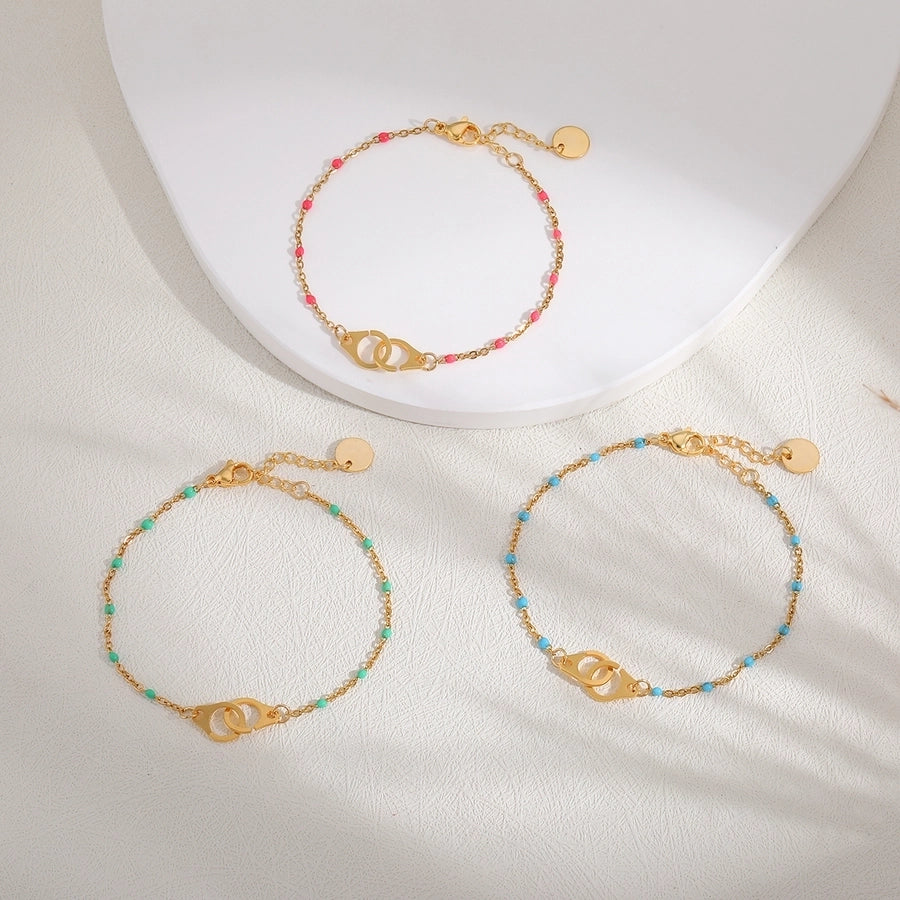 Classic Style Handcuffs Solid Color 201 Stainless Steel cable chain Bracelets In Bulk Stainless Steel Bracelets