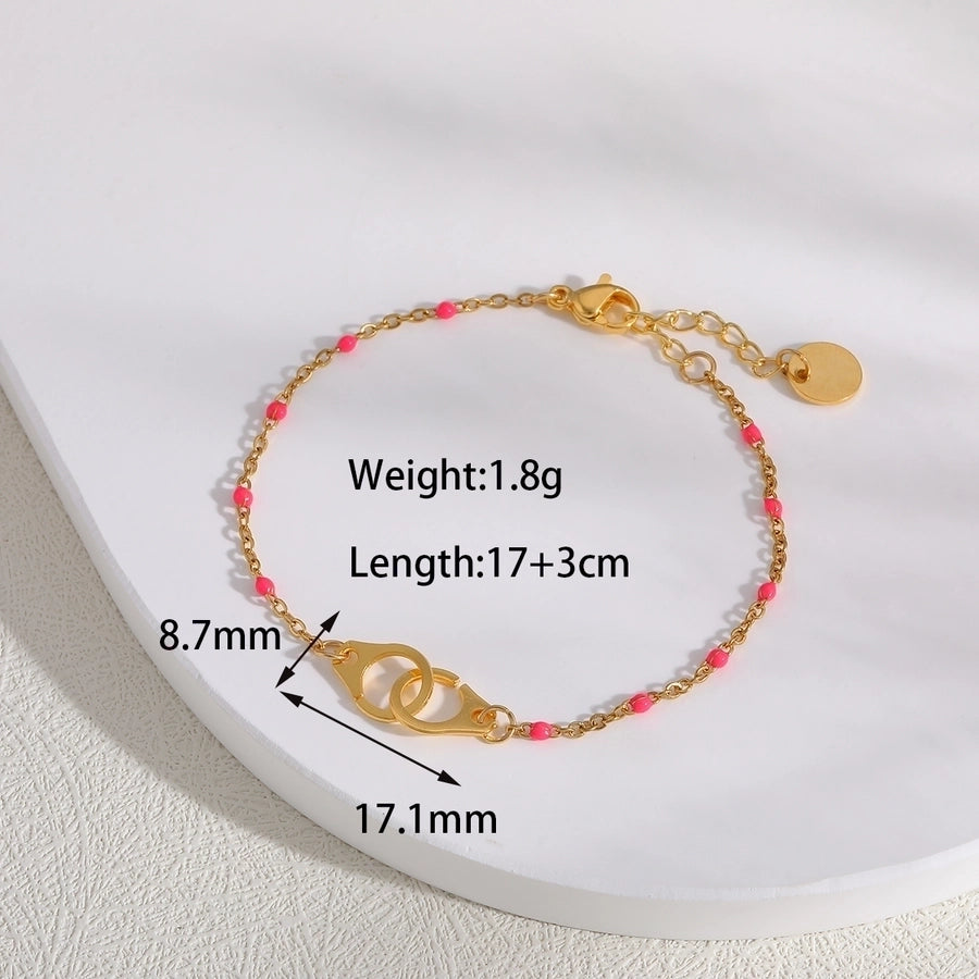 Classic Style Handcuffs Solid Color 201 Stainless Steel cable chain Bracelets In Bulk Stainless Steel Bracelets