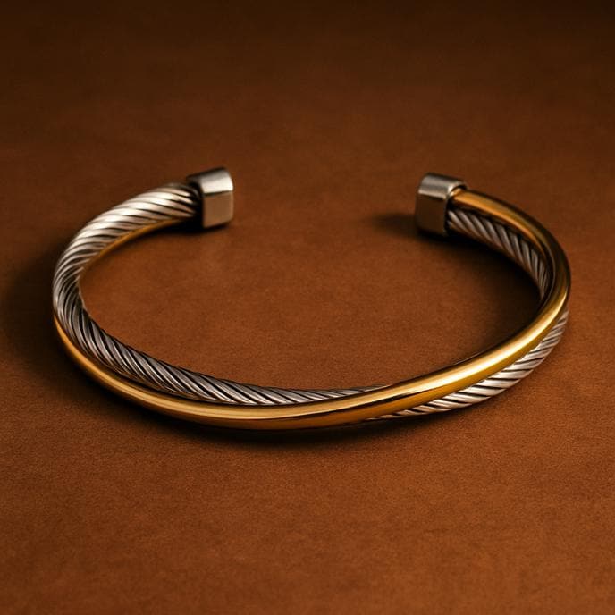Twisted Titanium Steel Cable Bracelet: Gold & Silver Unisex Bangle