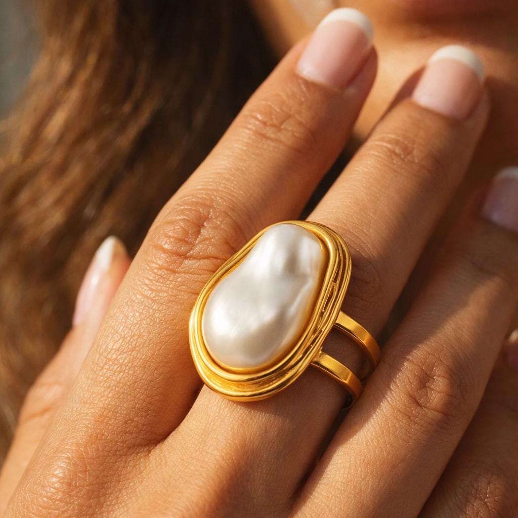 Baroque Pearl Statement Ring | 18K Gold Plated