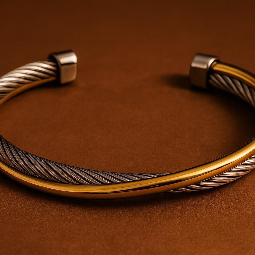 Twisted Titanium Steel Cable Bracelet: Gold & Silver Unisex Bangle