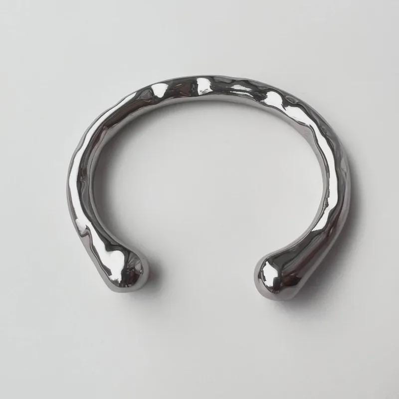 Wavy Gold / Silver Cuff Bracelet: Abstract Titanium Steel Bangle