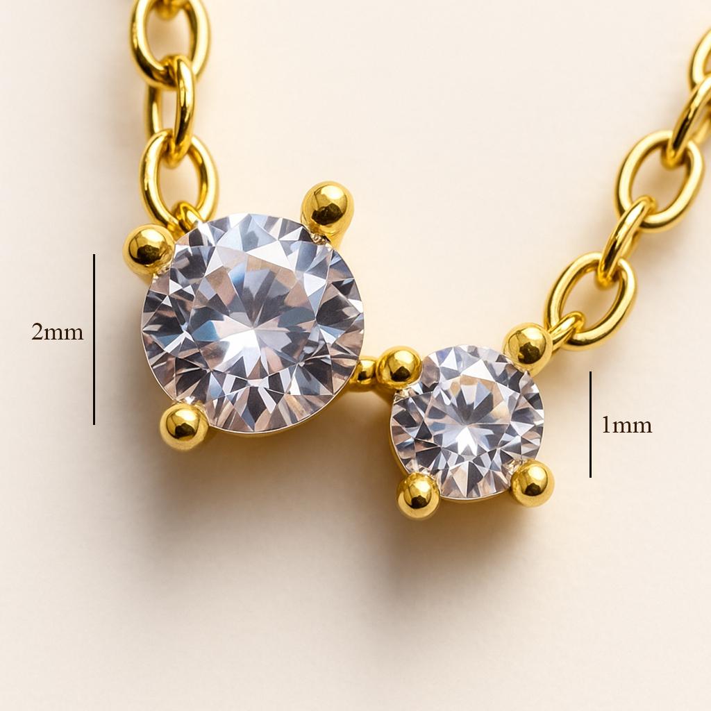 Gold Plated Birthstone Crystal Necklace: Dainty Zircon Pendant