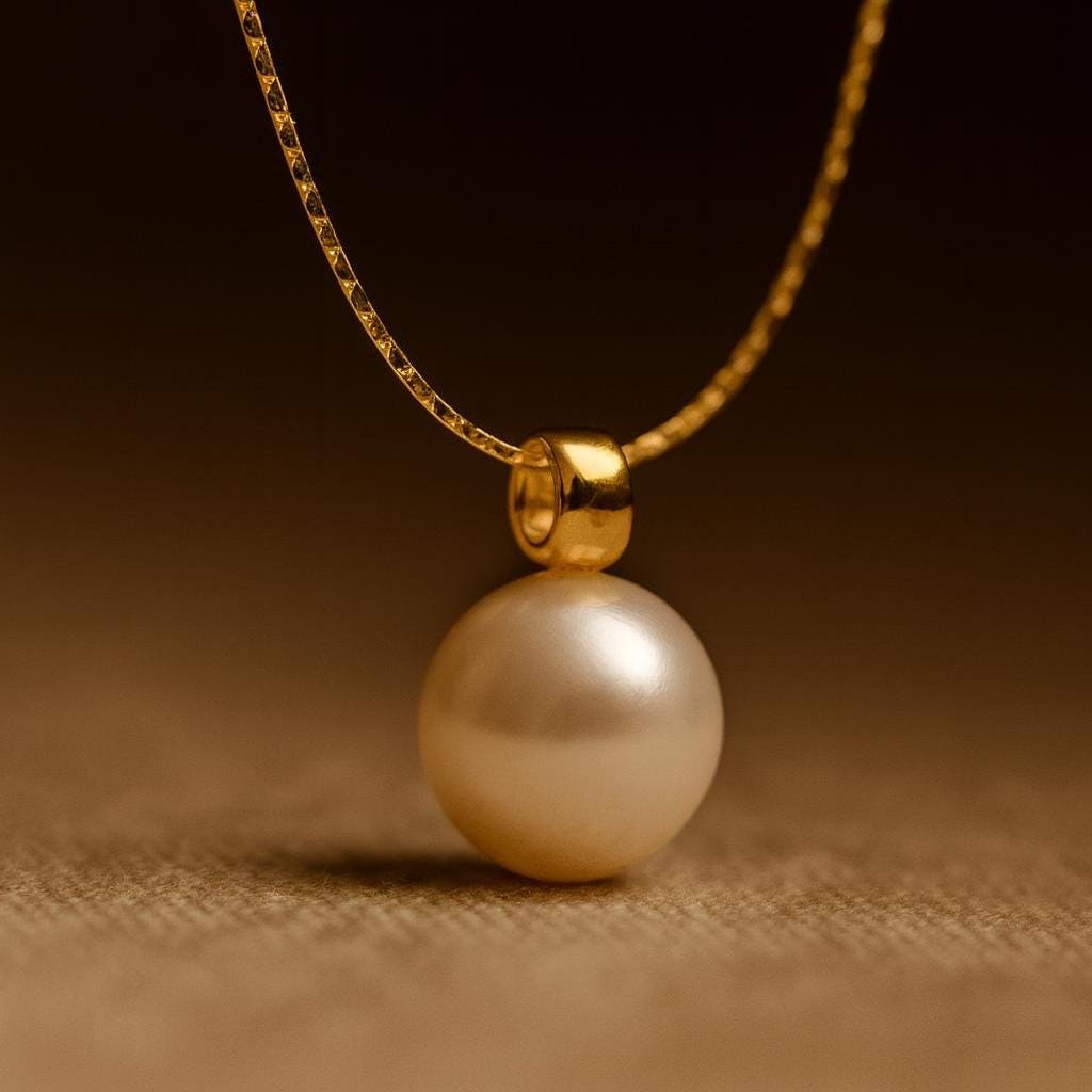 Pearl Pendant Necklace: 18K Gold Titanium Stainless Steel Chain