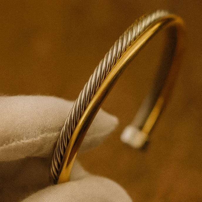 Twisted Titanium Steel Cable Bracelet: Gold & Silver Unisex Bangle