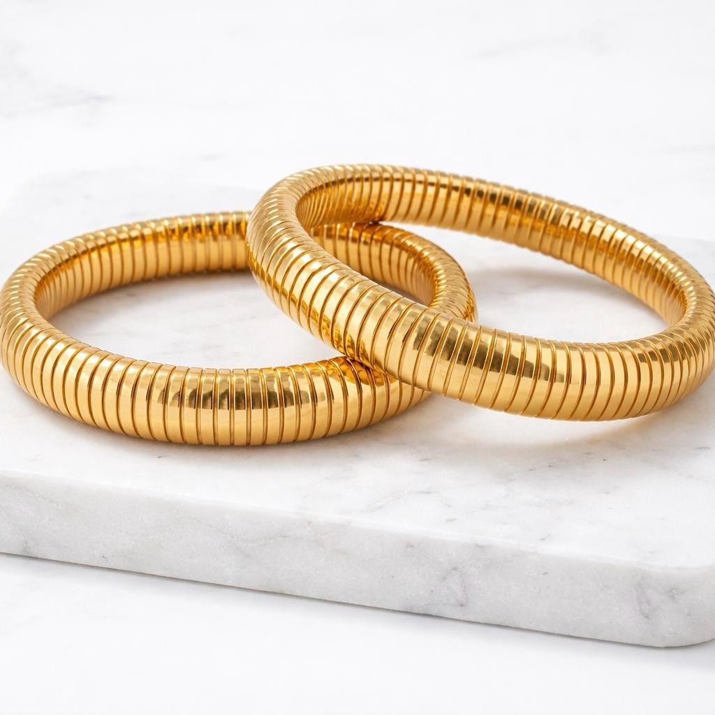 Double Bangle Bracelet Set (2 Pieces) | 18K Gold Plated