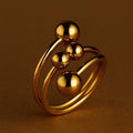 18K Gold Plated Ball Ring: Adjustable Open Stainless Steel Ring