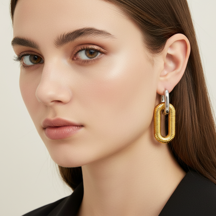 Modern U-Shape Hoop Earrings (18K Gold Plated)