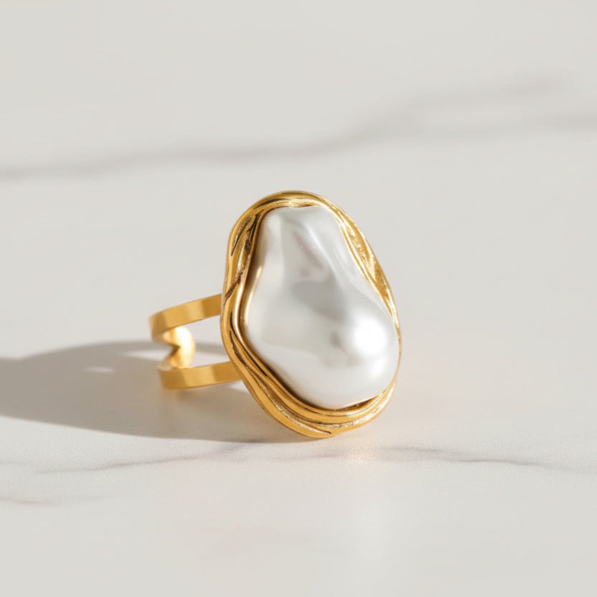 Baroque Pearl Statement Ring | 18K Gold Plated