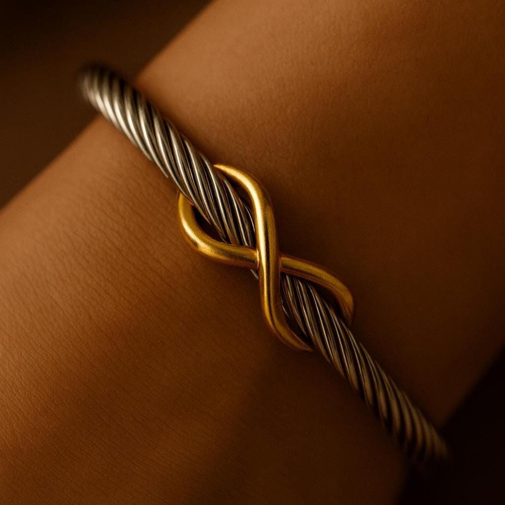 Minimalist Infinity Bangle: Stainless Steel Open Cuff Bracelet