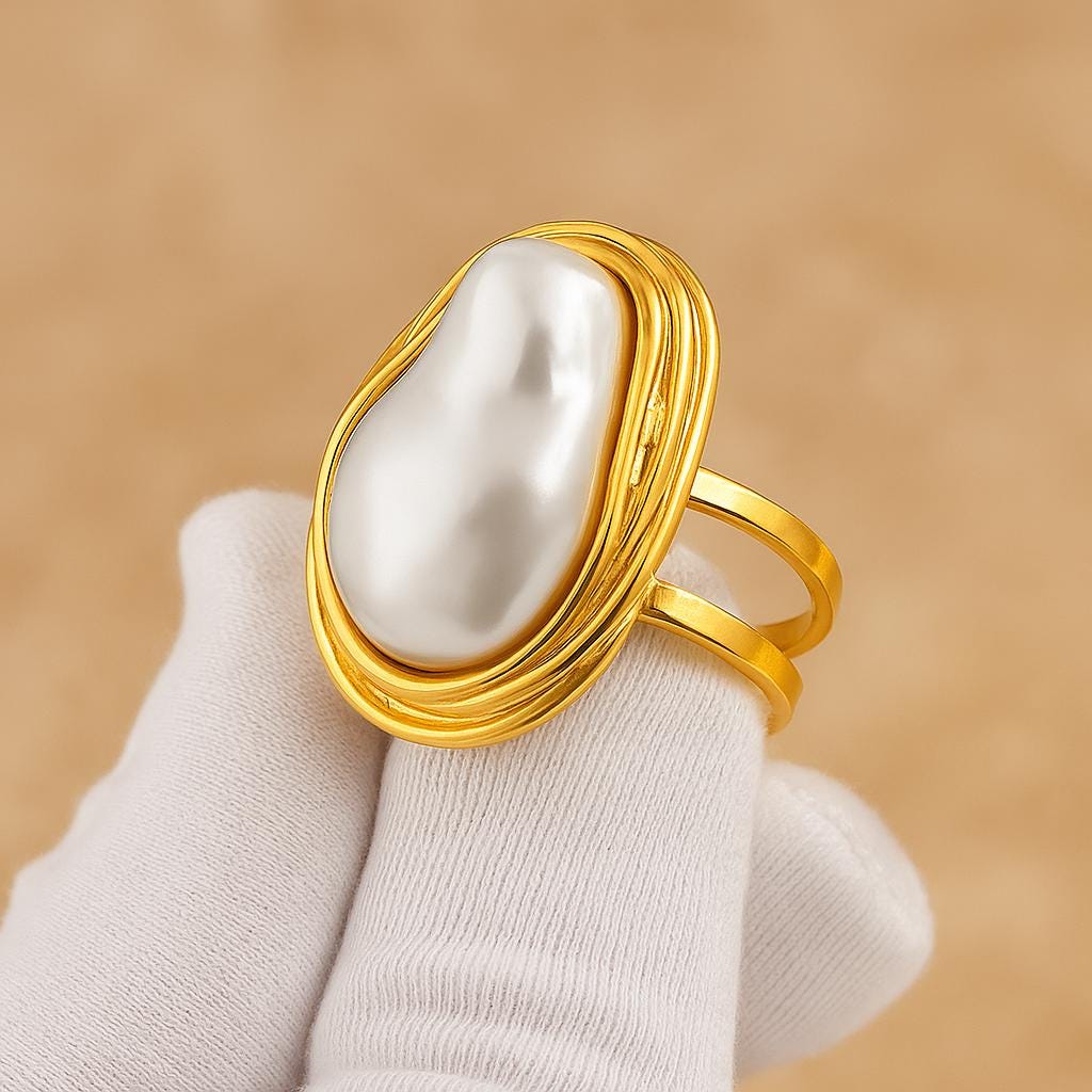 Baroque Pearl Statement Ring | 18K Gold Plated