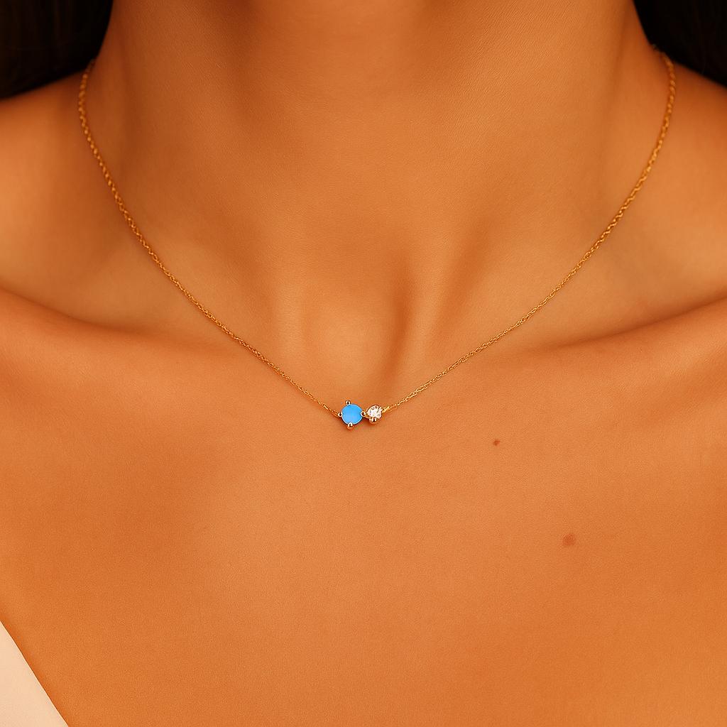 Gold Plated Birthstone Crystal Necklace: Dainty Zircon Pendant