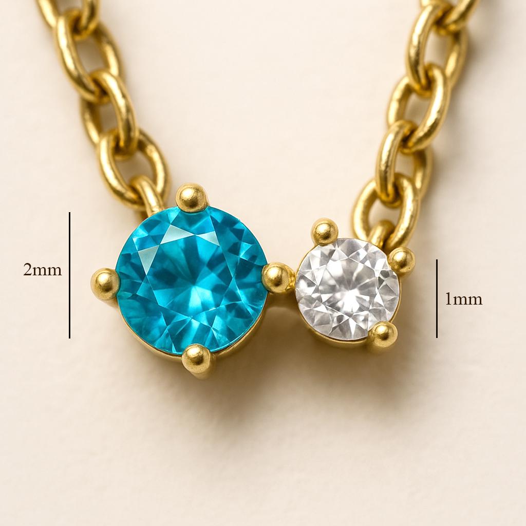 Gold Plated Birthstone Crystal Necklace: Dainty Zircon Pendant