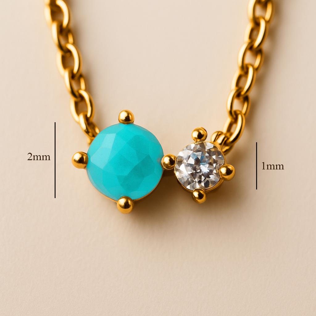 Gold Plated Birthstone Crystal Necklace: Dainty Zircon Pendant