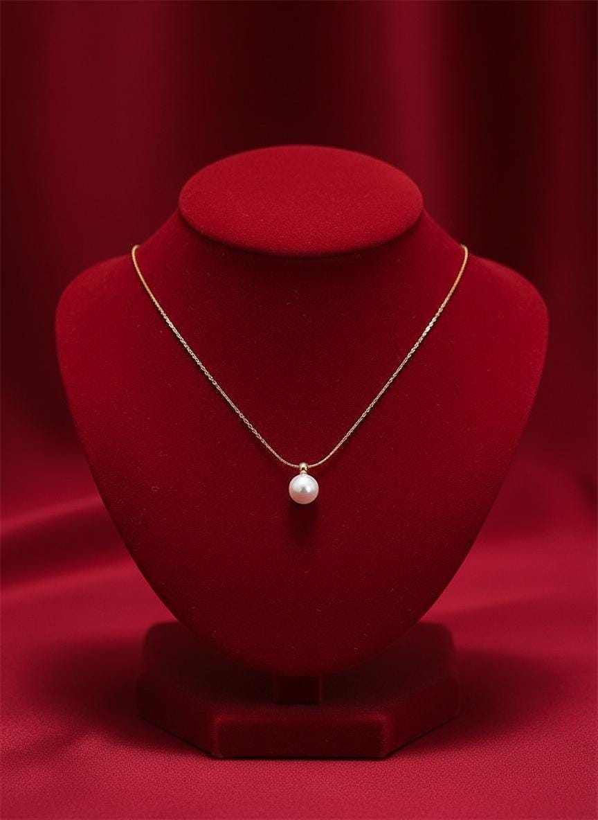 Pearl Pendant Necklace: 18K Gold Titanium Stainless Steel Chain