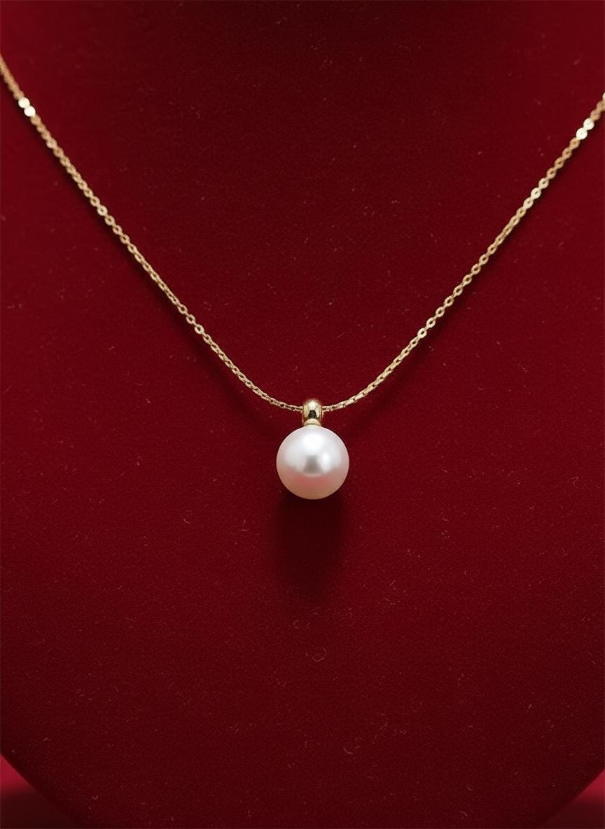 Pearl Pendant Necklace: 18K Gold Titanium Stainless Steel Chain
