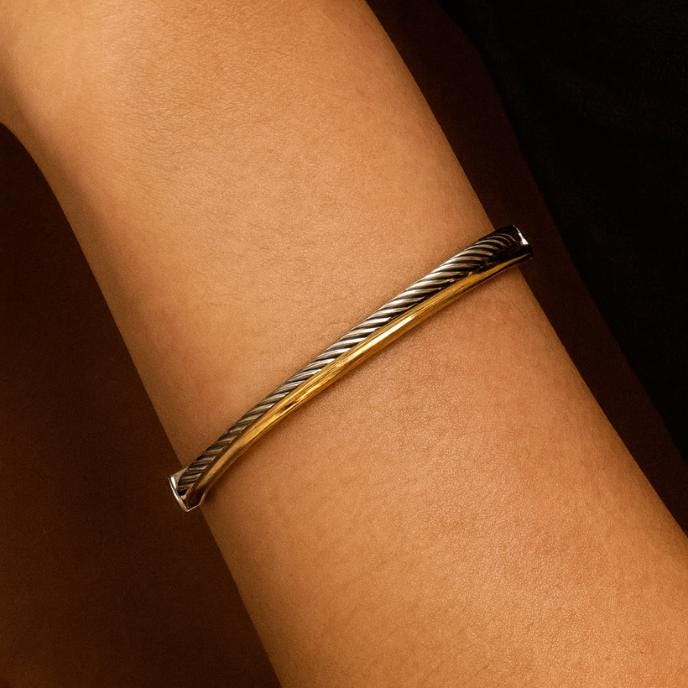 Twisted Titanium Steel Cable Bracelet: Gold & Silver Unisex Bangle