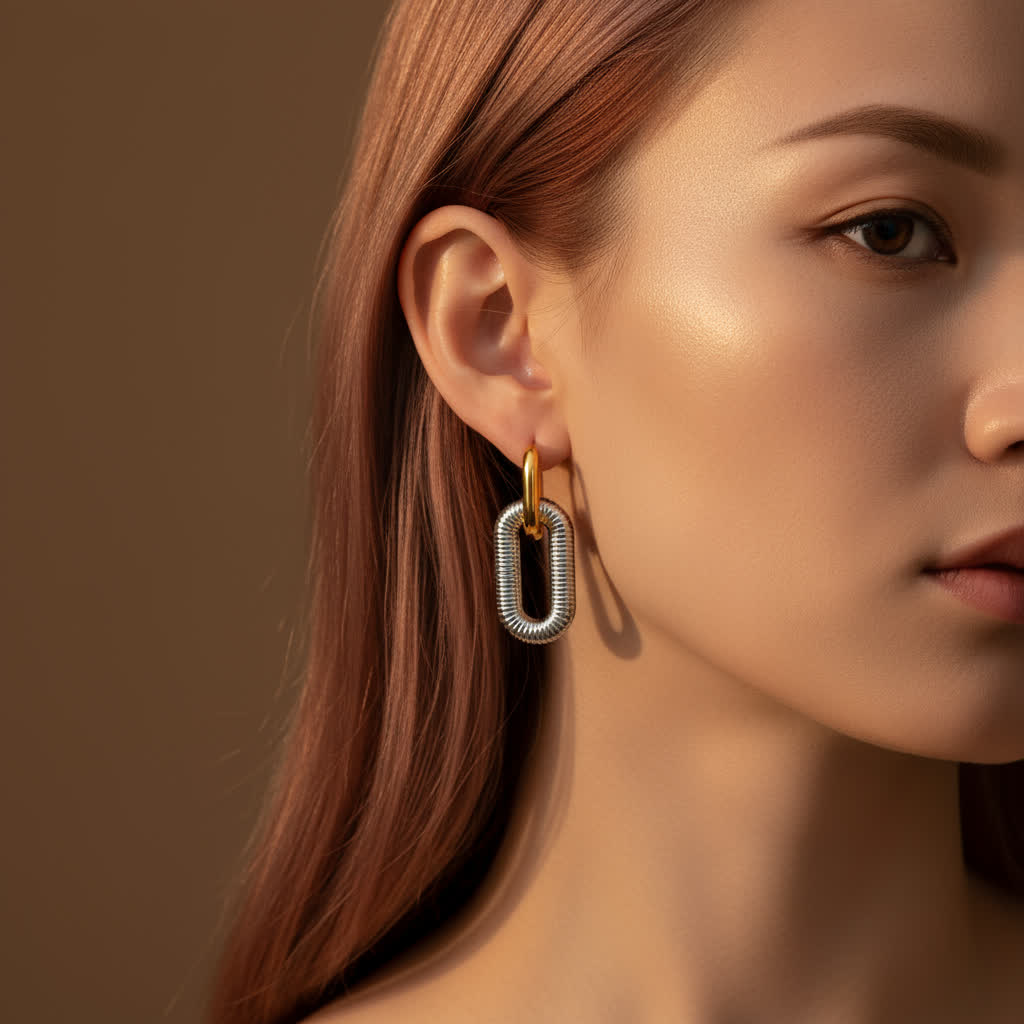 Modern U-Shape Hoop Earrings (18K Gold Plated)