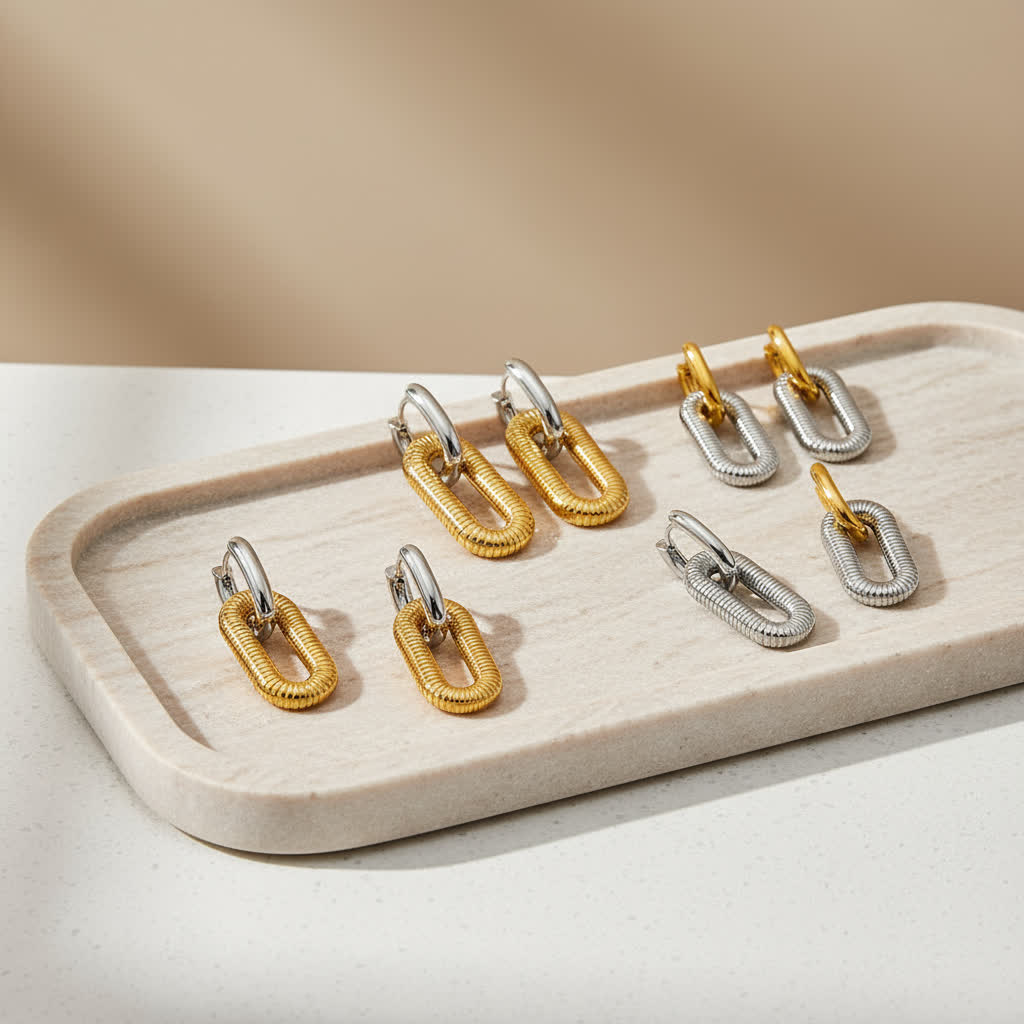 Modern U-Shape Hoop Earrings (18K Gold Plated)