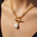 Layered Pearl Toggle Necklace 18K Gold Plated