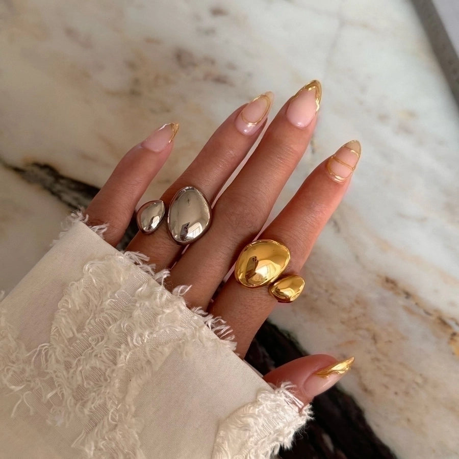 Jewelry IG Style Exaggerated Simple Style Solid Color 304 Stainless Steel 18K Gold Plated Open Rings