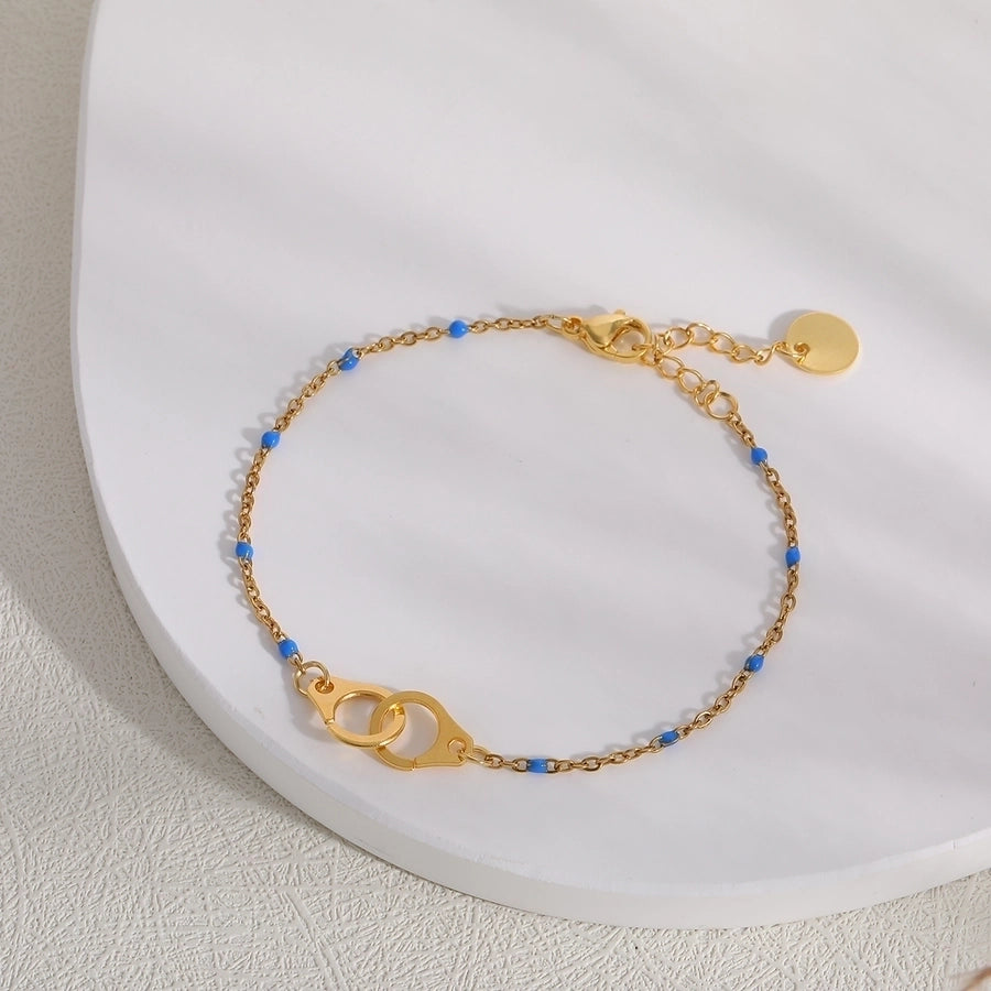 Classic Style Handcuffs Solid Color 201 Stainless Steel cable chain Bracelets In Bulk Stainless Steel Bracelets