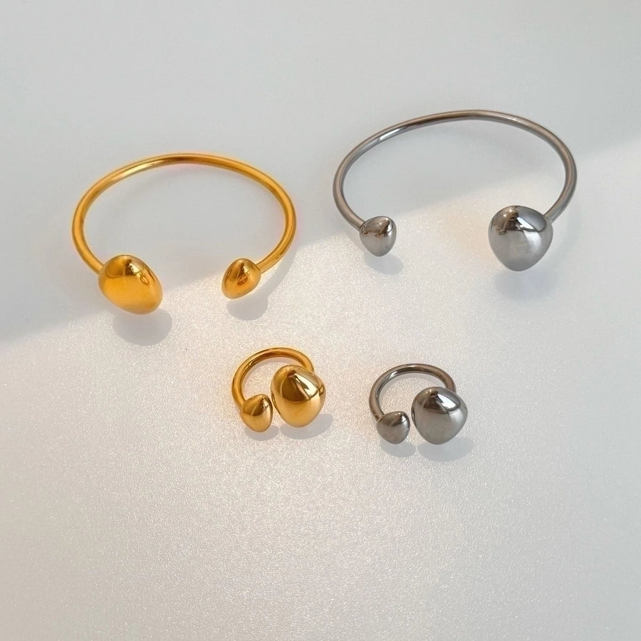 Jewelry IG Style Exaggerated Simple Style Solid Color 304 Stainless Steel 18K Gold Plated Open Rings
