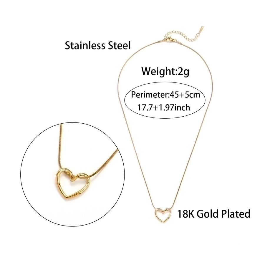 Jewelry Elegant Simple Style Heart Shape 304 Stainless Steel Copper 18K Gold Plated Hollow Out Pendant Necklace