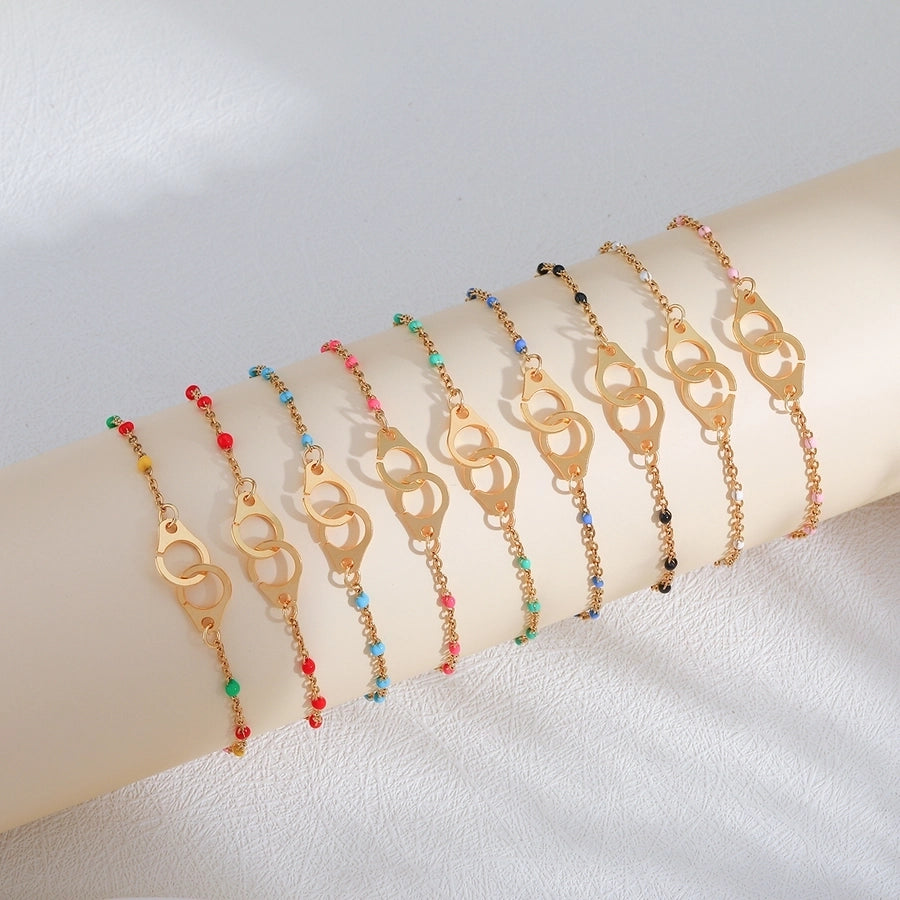Classic Style Handcuffs Solid Color 201 Stainless Steel cable chain Bracelets In Bulk Stainless Steel Bracelets