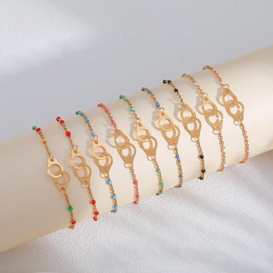 Classic Style Handcuffs Solid Color 201 Stainless Steel cable chain Bracelets In Bulk Stainless Steel Bracelets