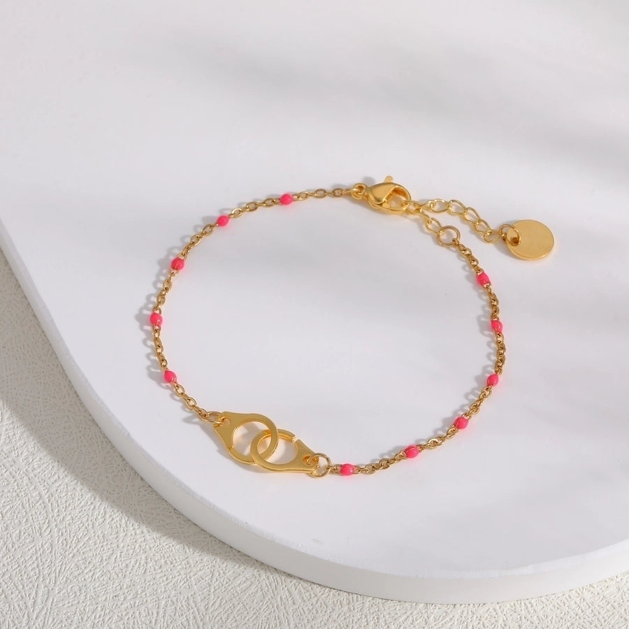Classic Style Handcuffs Solid Color 201 Stainless Steel cable chain Bracelets In Bulk Stainless Steel Bracelets