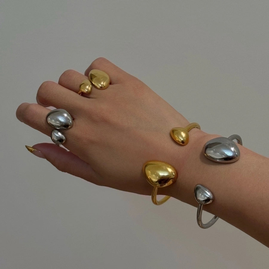 Jewelry IG Style Exaggerated Simple Style Solid Color 304 Stainless Steel 18K Gold Plated Open Rings