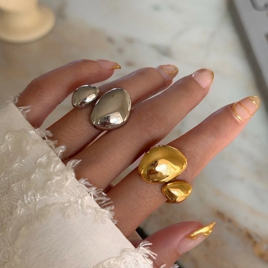 Jewelry IG Style Exaggerated Simple Style Solid Color 304 Stainless Steel 18K Gold Plated Open Rings