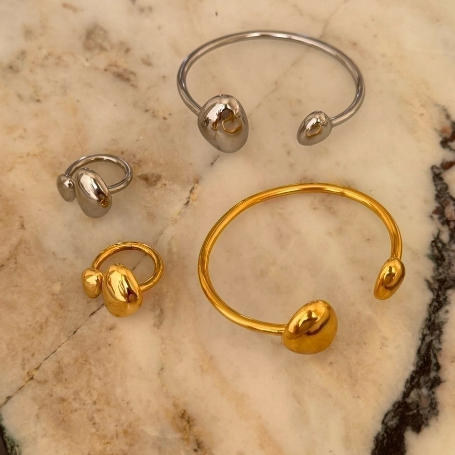Jewelry IG Style Exaggerated Simple Style Solid Color 304 Stainless Steel 18K Gold Plated Open Rings