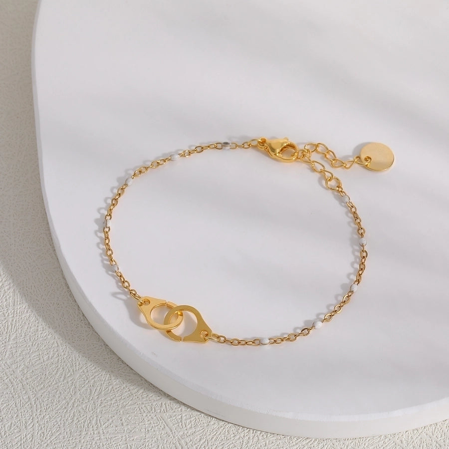 Classic Style Handcuffs Solid Color 201 Stainless Steel cable chain Bracelets In Bulk Stainless Steel Bracelets