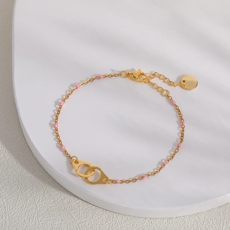 Classic Style Handcuffs Solid Color 201 Stainless Steel cable chain Bracelets In Bulk Stainless Steel Bracelets